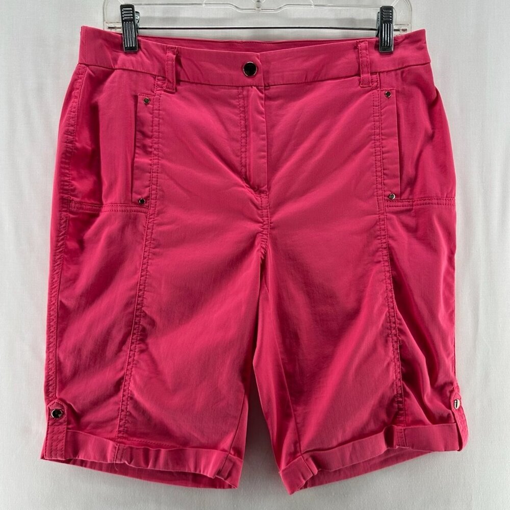 Chico's Shorts Size 0 US S Bermuda 10" Cuffed Stretch Walking Cotton Blend Pink